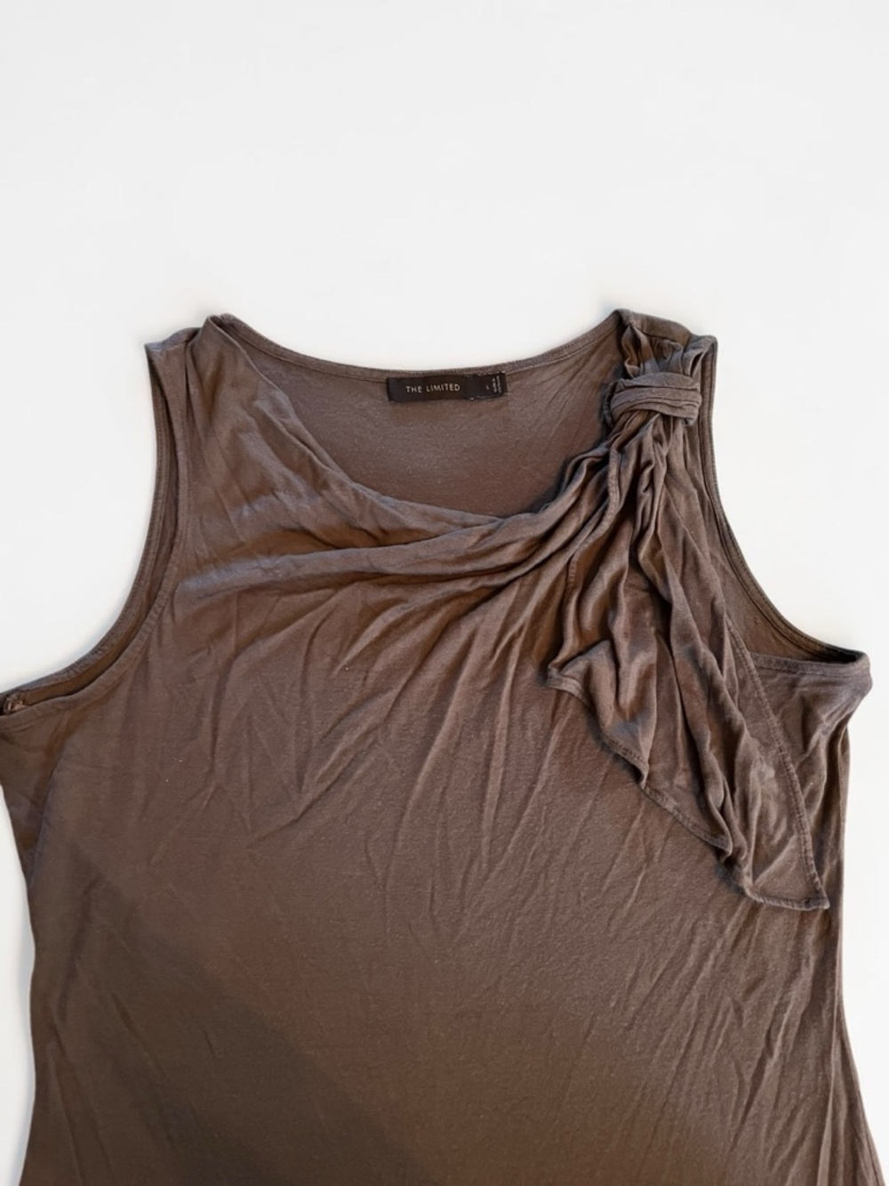 The Limited Brown One-Shoulder Knot Tank Womens Size Large 100% Modal - Picture 2 of 7